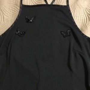 Floor-Length Black Dress With Butterflies